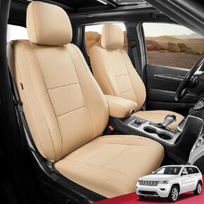 Freesoo مخصص أغطية مقعد السيارة لأغطية مقاعد Jeep Grand Cherokee 2011-2021 ، أغطية مقاعد جلدية مقاومة للماء لسيارات الدفع الرباعي ، ومواد حامي السيارات - المقاعد الأمامية البيج