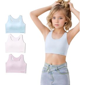 Girls Sports Bra Training Bras Seamless Light Light 3Pack
