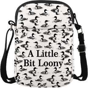 JXGZSO Funny Bird Pun A Little Bit Loony Crossbody Bag Loon Bird Gift Loon Lover Gift