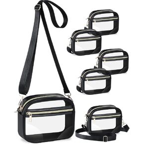 Amylove 6 Pcs Clear Crossbody Bag Stadium Approved TPU Bags with Adjustable Strap Transparent Purse for Concerts Sport Events