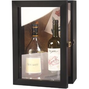 11x16 Red Wine Bottle Display Case Large Deep Shadow Box,for Showcase Photos,Keepsake, Champagne,Liquor,Whiskey Bottles
