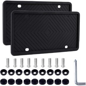 إطارات لوحة ترخيص السيليكون ، إطار لوحة الترخيص ، Universal US Car Black Licker Brackets Rust ، Accsories Car Probling ، Weathe-Prackories (Black)