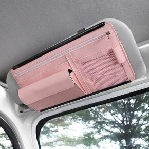Car Visor Organizer,Sunvisor Organizers for Auto,Automotive Interior Accessories,Car Accessories Visor Storage Organizer with Multi-Pocket Net Zippers,Suitable for Cars,Trucks,SUVs,Vans (Black)