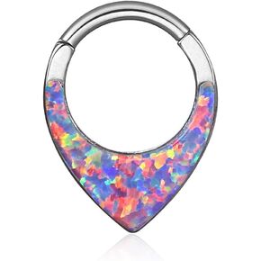 حلقات أوبال الحاجز 16g/8mm دمعة الخواتم الشفاهية الأذواق اللولبية الدائرية للرجال/النساء 316L من الفولاذ المقاوم للصدأ daith المجوهرات