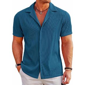 COOFANDY Men's Casual Button Down Shirts Short Sleeve Regular Fit Fashion Camp Beach Shirts Tops
