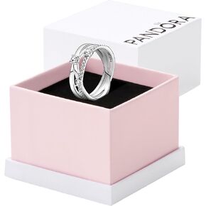 Pandora Fararkling Triple Band Ring - Fild Silver Ring للنساء - هدية لها - الفضة الاسترليني مع الزركونيا المكعبة الصافية ، مع صندوق هدايا