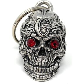 Bravo Bells Motorhead Skull Diamond Bell - ملحق جرس راكب الدراجة النارية أو سلسلة مفاتيح من أجل حظ سعيد على الطريق