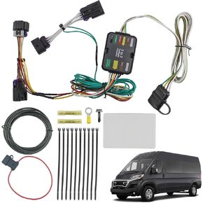 4-Pin Trailer Hitch Wiring Harness Kit Vehicle-Side Compatible with 2014-2024 Ram ProMaster 1500 2500 3500 Tradesman 4 Way Flat Trailer Connector Plug Replaces 56478