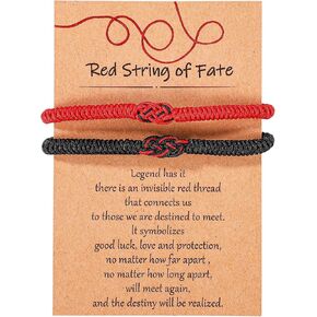 2pcs Matching Bracelets, Red String of Fate Bracelet Couples Jewelry Long Distance Relationship Bracelets for His and Her Boyfriend Girlfriend Lovers Valentines Day Anniversary Birthday Gifts