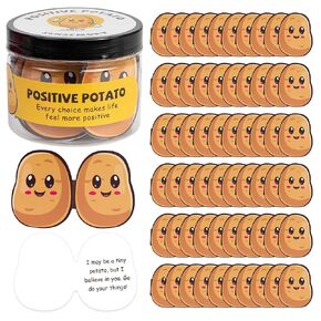 60 Pcs Positive Potato Affirmation Cards Jar, Funny Emotional Support Potato Gift for Teen Girls, Motivational Encouragement, Inpirational Gifts for Women, Tween Girls, Teen Girl Gifts Trendy Stuff