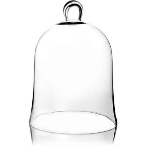 CYS EXCEL Glass Bell Dome Cloche (H:12" W:8.5") | Multiple Size Choices Enchanted Rose Glass Cover | Cake Dessert Display | Terrarium Jar Plant Cover
