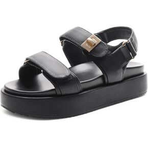 FUNKYMONKEY Women's Low Wedge Platform Sandals Open Toe Adjustable Double Strap Beach Casual Sandals