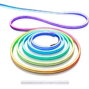 Aclorol 16.4FT LED Neon Rope Lights Addressable LED Strip Neon Sign Flexible Pixels Light RGB Dream Color Rainbow WS2811 DC12V 5M Waterproof for DIY Bedroom Wall Wedding Party Bars Advertising Signs