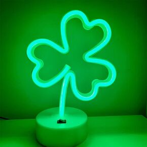ENUOLI LED Neon Signs Lights Green Clover Shaped Neon Night Light USB & Battery Powered Night Lamp Best Decoration Lights for Wedding Birthday Party Camping Kids Room Bedroom Bar(Green Clover)