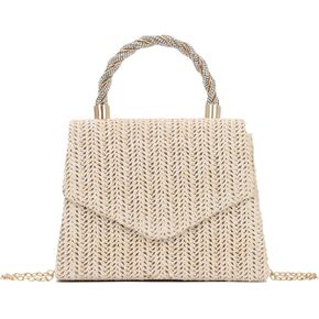 KUANG! Summer Straw Purse for Women Woven Straw Clutch Handbag Shoulder Evening Purse Party Beach Tote Bag
