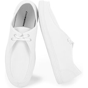 CHIN·MOON Men's Slip On Loafers Walking Driving Business Casual Shoes Lace Up Canvas Footwear