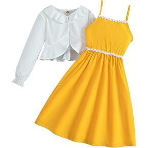 Girls Cami Dress Elegant Princess Spaghetti Strap Solid High Waist Flared A Line Party Midi Dresses in Saudi Arabia
