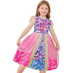 LQSZ Girls Princess Dresses Toddler Tulle Dress with Cute Puff Sleeves for Birthday Party Outfit,Summer,3-12Years