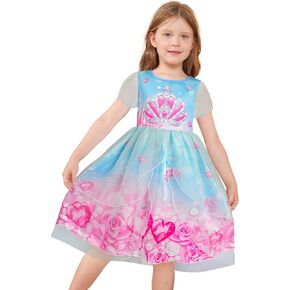 LQSZ Girls Princess Dresses Toddler Tulle Dress with Cute Puff Sleeves for Birthday Party Outfit,Summer,3-12Years in Kuwait