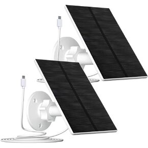 Zivif 2W Solar Panel for Security Camera, USB Solar Charger, 360Adjustable Micro USB Solar Panel for Outdoor Camera, Black (2 Pack)