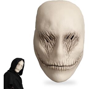 Scary Demon Mask Smiling Killer Mask White Ghost Mask Slenderman Face Latex Halloween Cosplay Mask