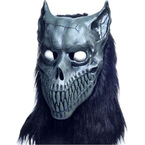 Rapget Wolf Scary Halloween Zombie Creepy Werewolf Mask - Cosplay Wolf Head Assume مع أسنان حادة - اللاتكس للبالغين