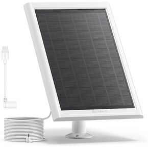 Solar Panel for Ring Camera,6W Solar Charger for Ring Stick Up Cam Battery/Pro&Ring Spotlight Cam Battery/Plus/Pro,13FT Cable IP68 Waterproof USB-C and DC3.5mm Ports White