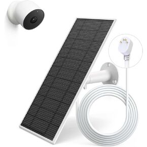 Solar Panel for Google Nest Camera, Upgraded Solar Power Charger for Google Nest Cam Indoor & Outdoor(Battery Version), Flexible Solar Panels with IP65 Waterproof and 13.1Ft Fast Charging Cable