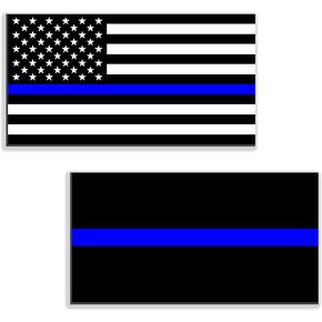 2 Pack Assorted Thin Blue Line Car Magnets - 5x3 Inches American Flag Police Law Enforcement Magnet