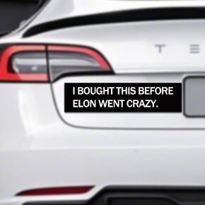 I Bought This Before Elon Went Crazy Tesla Bumper Magnet for Model XY3 Cybertruck, Anti Elon Tesla Club，11" x 2.75" Weatherproof Magnetic Non-Adhesive Car Decals, Anti Elon Musk