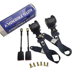 3Point Retractable Seat Belt Set,Universal Golf Cart Safety Belts,2 Pack with Hardware(Black)