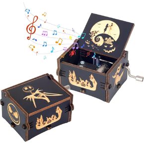 Vintage Laser Engraved NBC Hand Cranked Music Box Plays The Melody - This is Halloween, for Boys Girls Women, Gift Ideal for Christmas Birthday Valentine's Day Anniversary