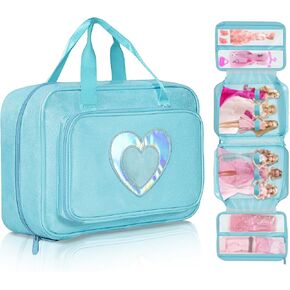 Doll Carrying Case, Toy Storage Box, Doll Travel Storage Bag with Handle, 12-inch Luggage Pouch for Kids (lavender)