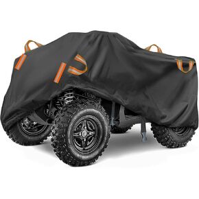 ATV Covers Waterproof Outdoor Heavy Duty, 600D Polyester Oxford 4 Wheeler Cover, Quad Cover Compatible with Kawasaki, Honda, Polaris, Yamaha (Black, XL)