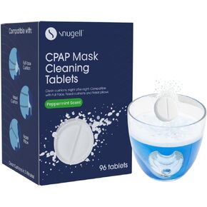 أقراص تنظيف قناع Snugell CPAP - 96 أقراص فوارة لأقنعة الوجه الكاملة ، وسائد الأنف والوسائد - تنظيف وبيكورات عميقة ، وضمان التنظيف الليلي الفعال لنظافة CPAP المثلى