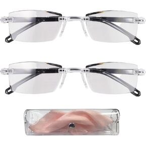 2 Pcs of Auto Focus Glasses, Intelligent Zoom Anti-Blue Light Presbyopia Glass with Case and Glasses Cloth, Smart Zoom Reading Glass