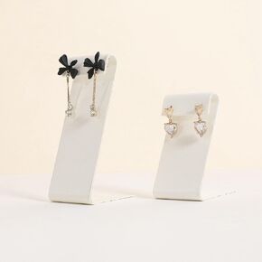 GemeShou White earring holder for girls, Leather earring display stand for selling, Jewelry earring hanger for boutique store【White-Earring stand-2pcs】