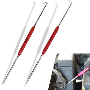 2 PCS SEAL OIL SEAL/O-R-RING SAPKET SET ، 90 درجة/45 درجة/خطاف مستقيم/خطاف من الصلب الكربوني المنحني خطاف مفك البراغي ، الملحقات المحمولة ، مناسبة لمعظم السيارات (أحمر)