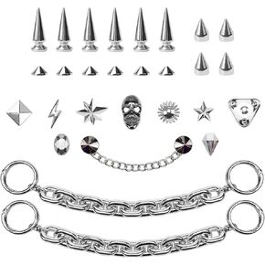 26pcs سحر الأحذية القوطية بانك أحذية الزخرفة برشام مخروط سحر سحر للمرأة والرجل ديي emo y2k حزمة