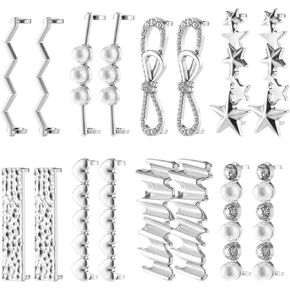 cobee 16 Pcs Shoelaces Charms for Sneakers, Silver DIY Decorative Shoes Lace Charms, Faux Crystal DIY Shoelace Charms for Women Girl Sneakers Casual Shoes(Silver)