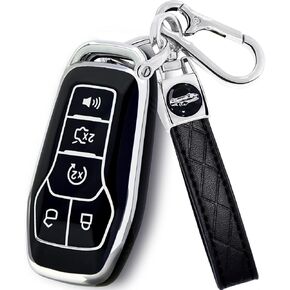 بالنسبة إلى غطاء FOB Key Ford مع سلسلة المفاتيح ، فإن مفتاح TPU Soft FOB Cover Case Shell متوافق مع Ford Mustang Fusion F150 Explorer Edge Lincoln MKC MKX MKZ Smart Remote حامل (Pink ، 5 زر) in Kuwait