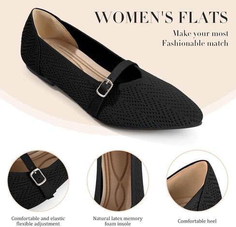 Flats for Women Pointed Toe Knit Ballet Comfortable Dressy Washable Mary Jane Flat Shoes in Saudi Arabia