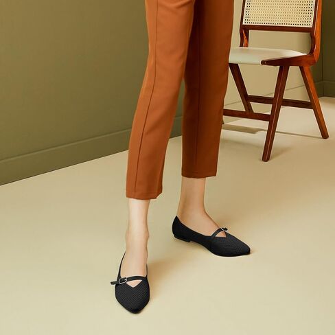 Flats for Women Pointed Toe Knit Ballet Comfortable Dressy Washable Mary Jane Flat Shoes in Saudi Arabia