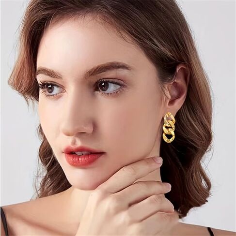 WCRAZYE Boho Chunky Necklace Earrings Set for Women Colourful Acrylic Chunky Statement Necklace Cuban Link Chain Collar Necklace Retro Neon 80s Jewelry in Saudi Arabia