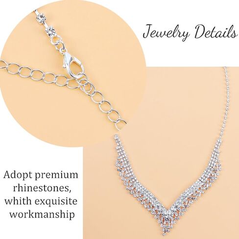 Wedding Jewelry Set for Bride Sparkly Rhinestone Prom Accessories for Women Jewelry Shiny Crystal Bride Bridemaid Prom Costume Necklace Earrings Bracelet Sets for Women in Saudi Arabia