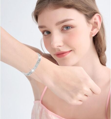 Wedding Jewelry Set for Bride Sparkly Rhinestone Prom Accessories for Women Jewelry Shiny Crystal Bride Bridemaid Prom Costume Necklace Earrings Bracelet Sets for Women in Saudi Arabia