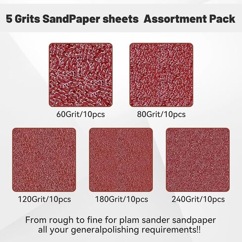 BAOSTC 1/4 sandpaper sheet,4-1/2"*5-1/2" Assorted 60-80-120-180-240,50PACK in Saudi Arabia