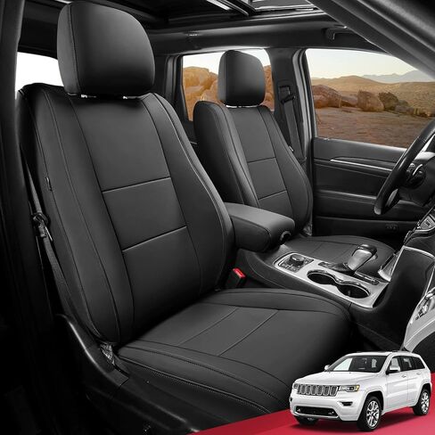 Freesoo مخصص أغطية مقعد السيارة لأغطية مقاعد Jeep Grand Cherokee 2011-2021 ، أغطية مقاعد جلدية مقاومة للماء لسيارات الدفع الرباعي ، ومواد حامي السيارات - المقاعد الأمامية البيج in Kuwait