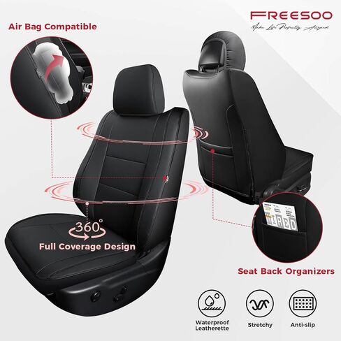 Freesoo مخصص أغطية مقعد السيارة لأغطية مقاعد Jeep Grand Cherokee 2011-2021 ، أغطية مقاعد جلدية مقاومة للماء لسيارات الدفع الرباعي ، ومواد حامي السيارات - المقاعد الأمامية البيج in Kuwait
