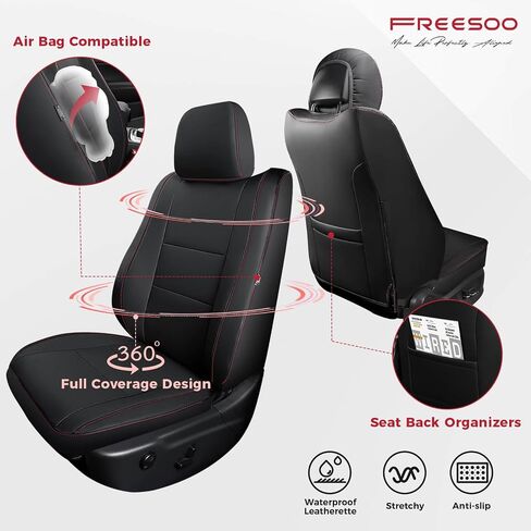 Freesoo مخصص أغطية مقعد السيارة لأغطية مقاعد Jeep Grand Cherokee 2011-2021 ، أغطية مقاعد جلدية مقاومة للماء لسيارات الدفع الرباعي ، ومواد حامي السيارات - المقاعد الأمامية البيج in Saudi Arabia
